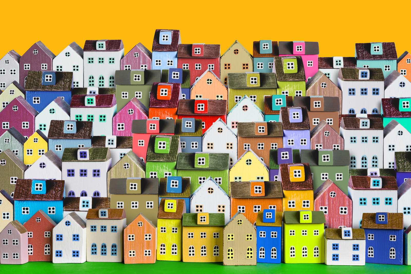 Image showing lots of colourful small wooden houses