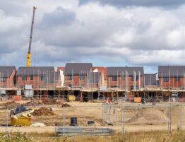 Housing being built on a construction site