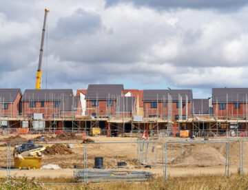Housing being built on a construction site