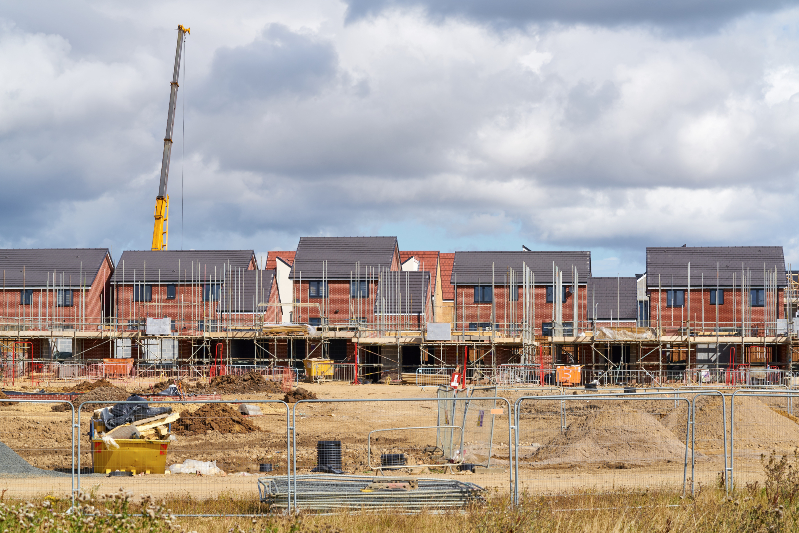 Housing being built on a construction site